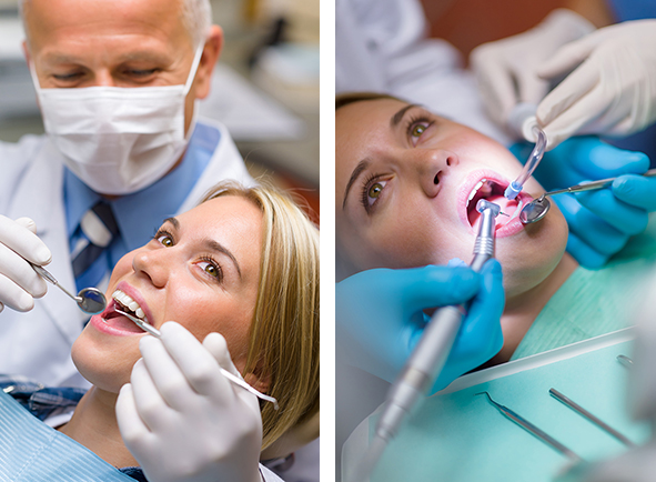 White teeth woman patient at the dentist