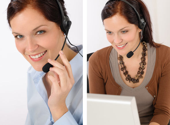 Smiling woman operator at the call center